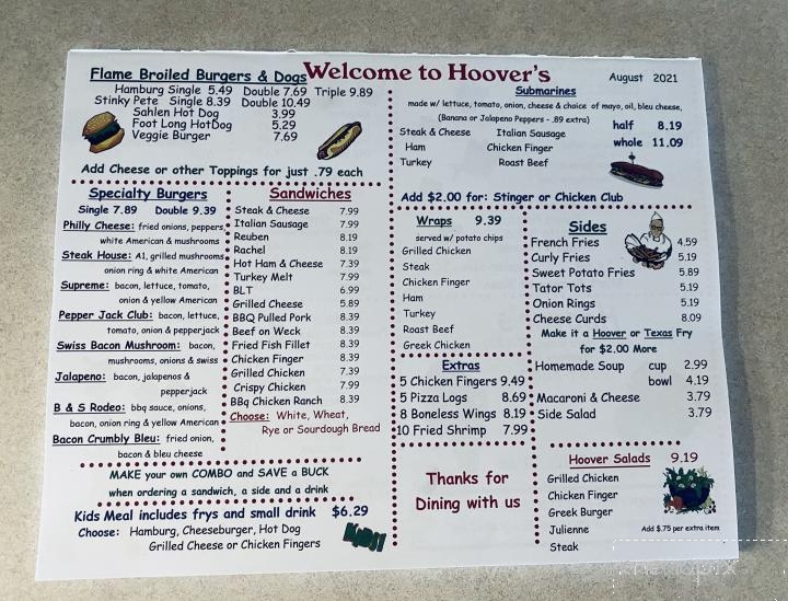 Hoover's Dairy - Sanborn, NY menu_pic