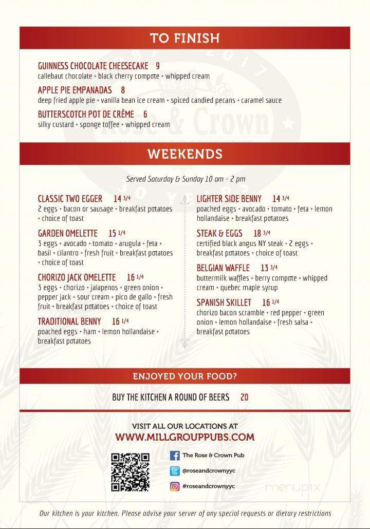 Rose & Crown Pub - Calgary, AB menu_pic