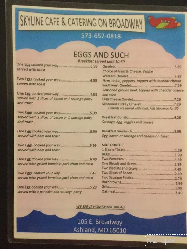 Skyline Cafe On Broadway - Ashland, MO menu_pic