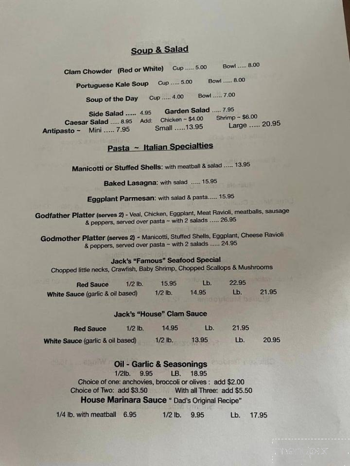 Jack's Family Restaurant - Warren, RI menu_pic