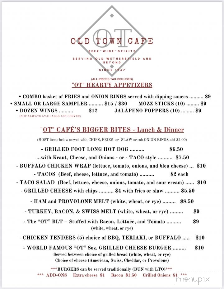 Old Town Cafe - Wethersfield, CT menu_pic