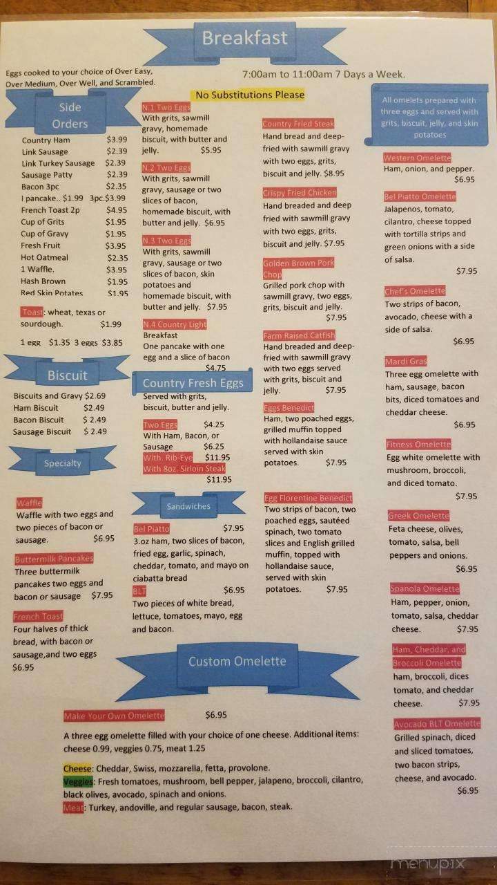Bel Piatto - Kosciusko, MS menu_pic