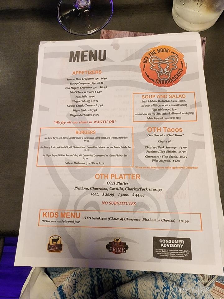 Off the Hook Churrascaria - Islamorada, FL menu_pic