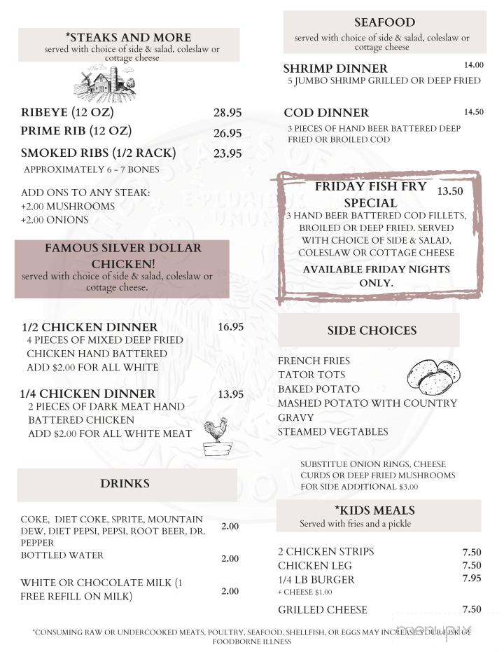 Sander and Amy's Silver Dollar - Thorp, WI menu_pic