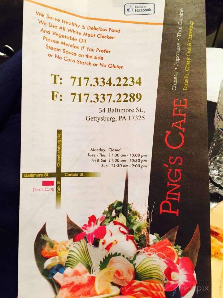 Ping's Cafe - Gettysburg, PA menu_pic
