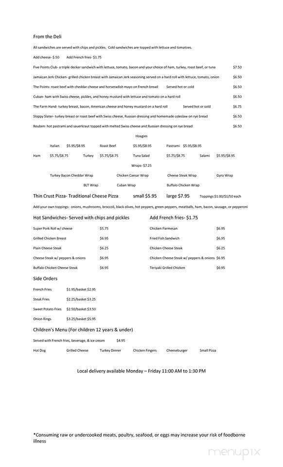 Five Points Inn - Mount Bethel, PA menu_pic