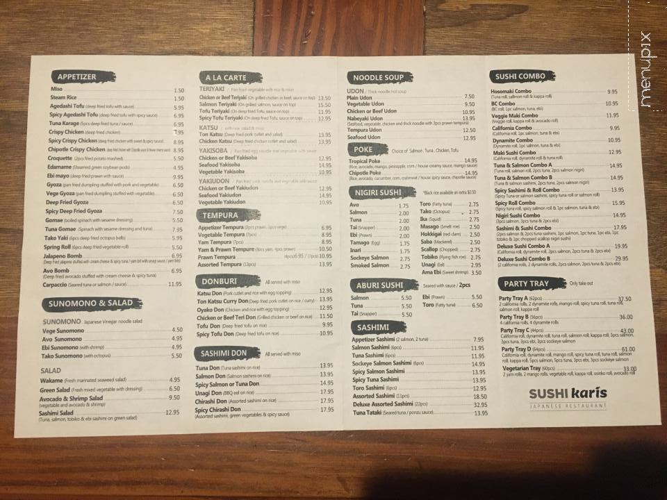 Sushi Karis - Coquitlam, BC menu_pic