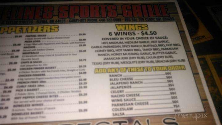 Sidelines Sports Grill - Elyria, OH menu_pic
