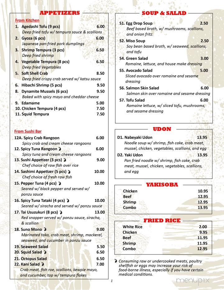 Hokkaido Sushi & Grill - Wisconsin Rapids, WI menu_pic