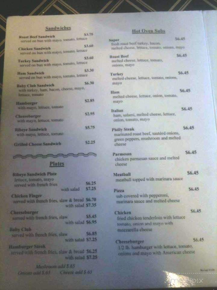 Tony's Restaurant - Pickens, SC menu_pic