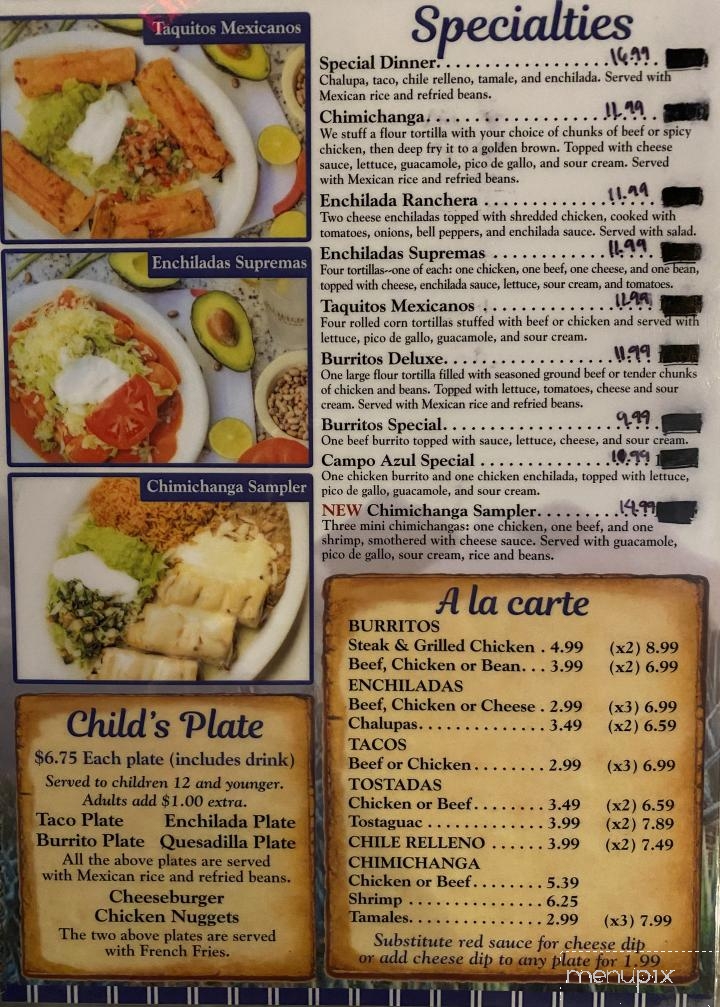 Campo Azul - Nolensville, TN menu_pic