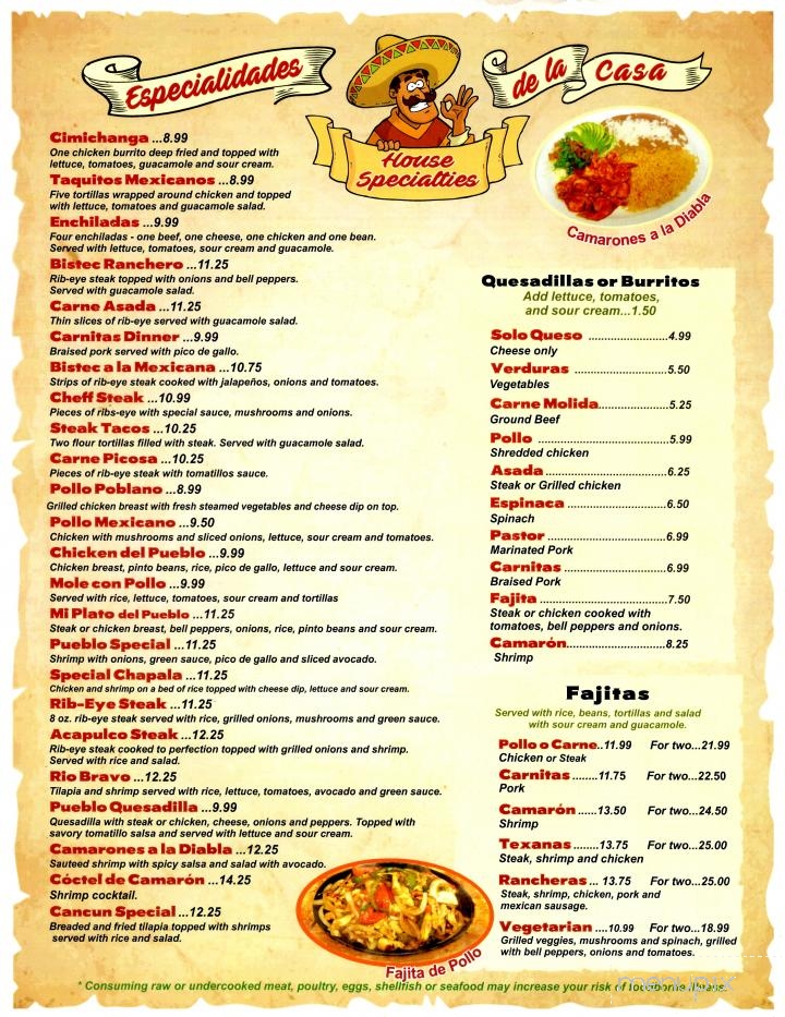 Pueblo Mexican Restaurant - Ellijay, GA menu_pic