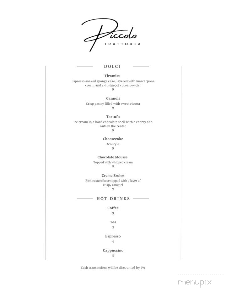 Piccolo Trattoria - Catskill, NY menu_pic