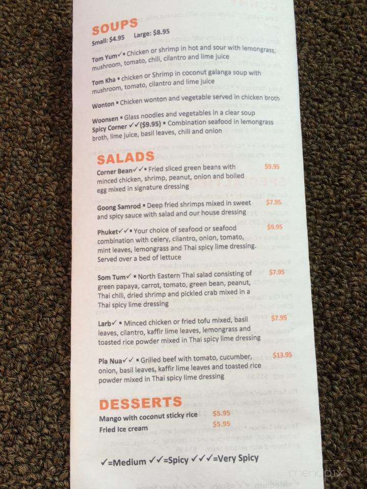 Corner Thai Cafe - Westerly, RI menu_pic
