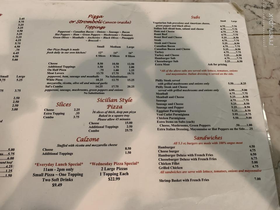 Sals Sicilian Pizza & Restaurant - Hayes, VA menu_pic