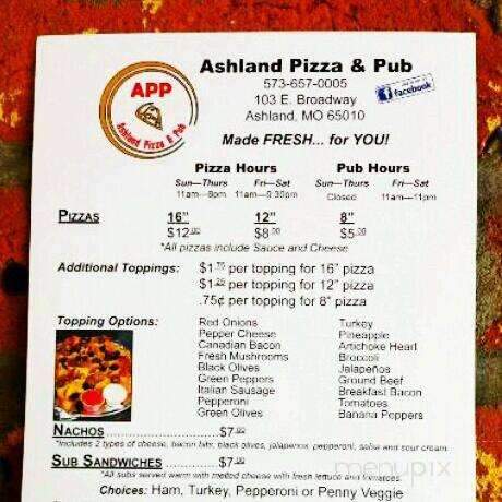Ashland Pizza and Pub - Ashland, MO