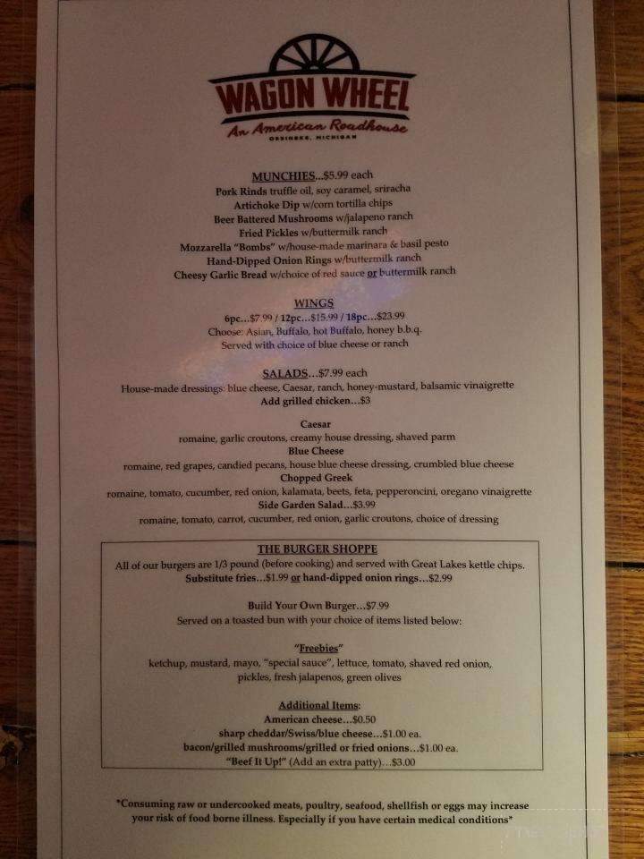 Wagon Wheel - Ossineke, MI menu_pic