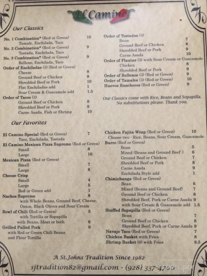 El Camino - St Johns, AZ menu_pic