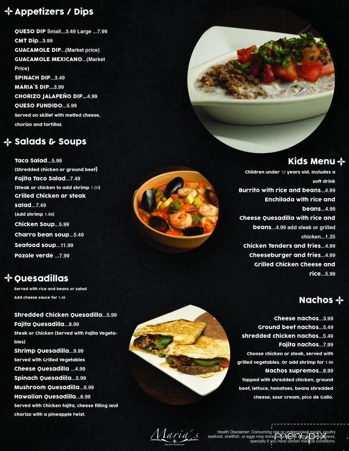 Marias Mexican Restaurant - McKenzie, TN menu_pic