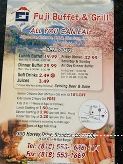 FuJi Buffet & Grill - Glendale, CA menu_pic