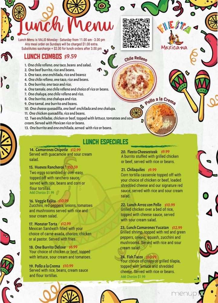Fiesta Mexicana Cary - Raleigh, NC menu_pic