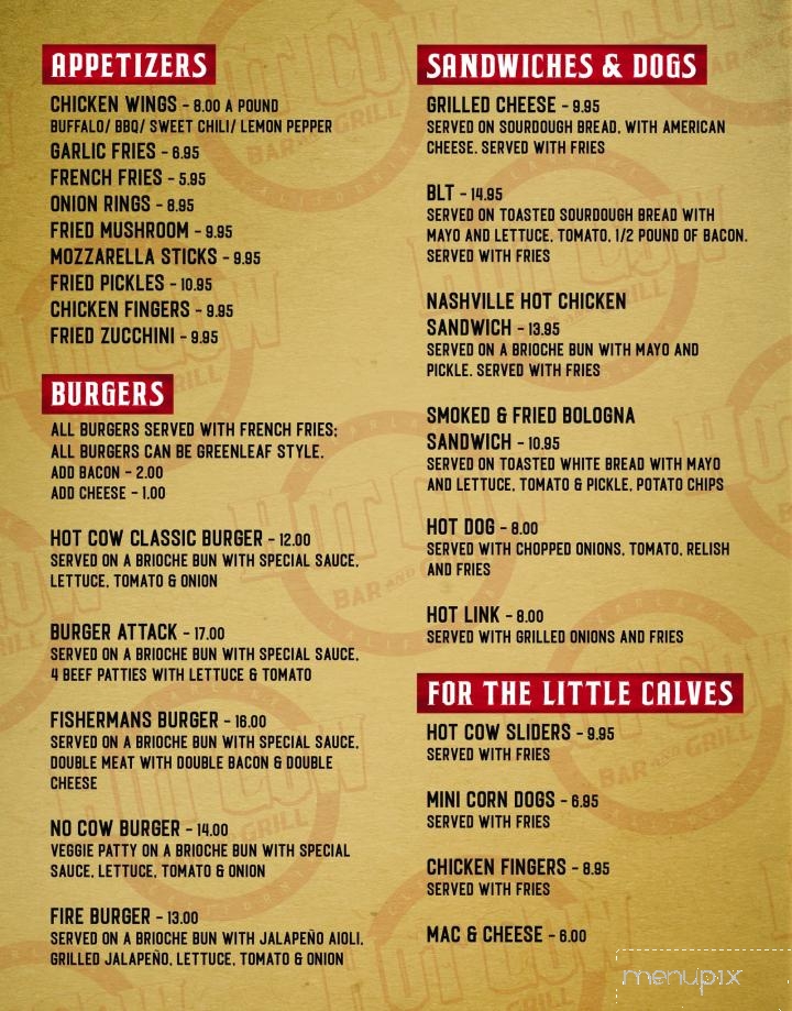 The Hot Cow - Clearlake, CA menu_pic