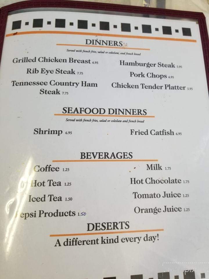 Edgewood Restaurant - Crossville, TN menu_pic
