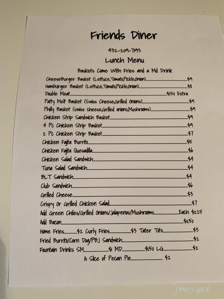 Friends Diner - Seminole, TX menu_pic