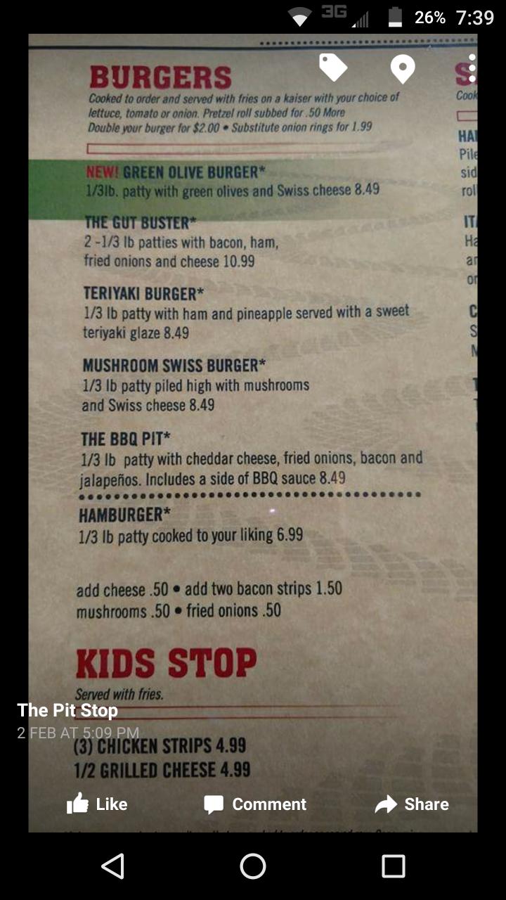 Pit Stop - Greenland, MI menu_pic