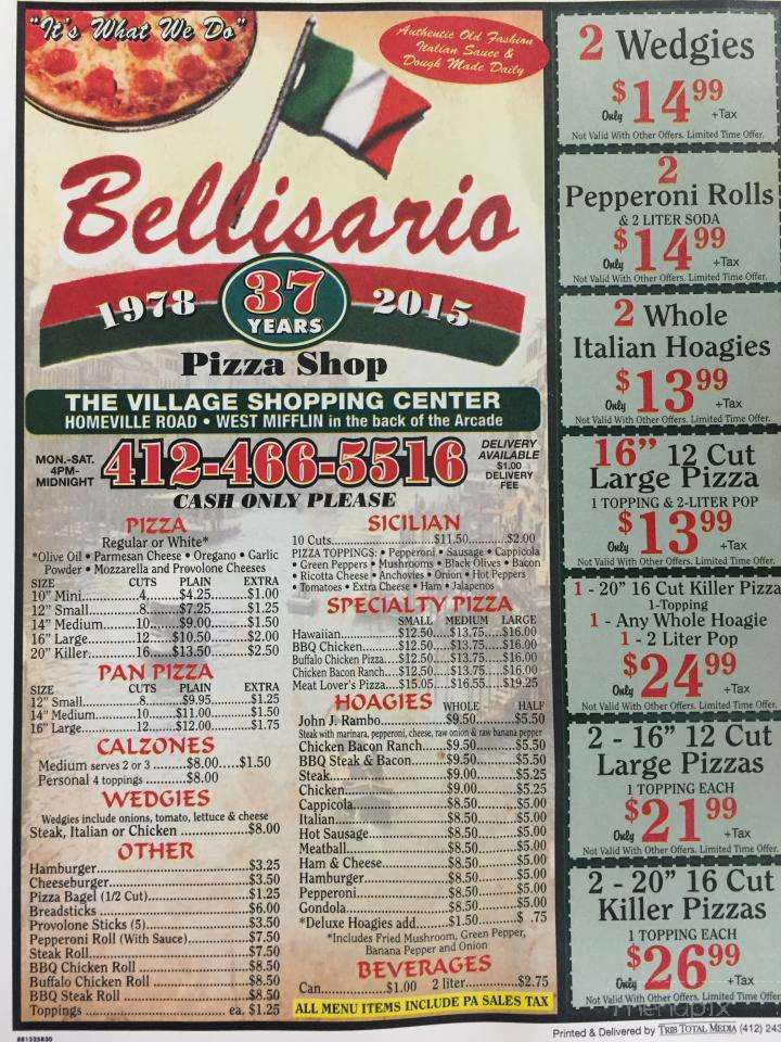 Bellisario Pizza Shop - West Mifflin, PA