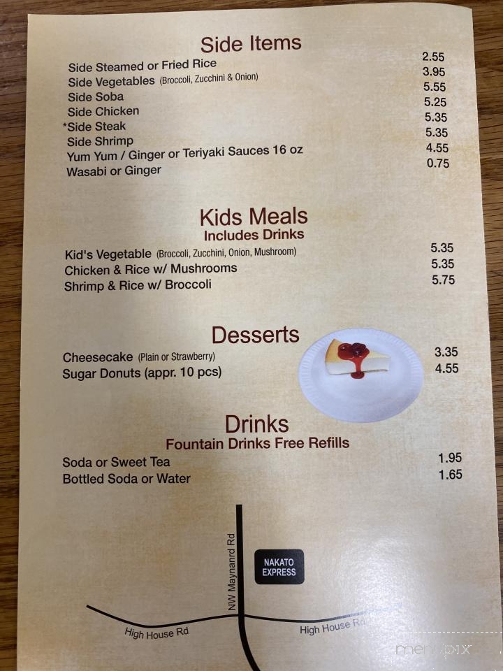 Nakato Express - Cary, NC menu_pic