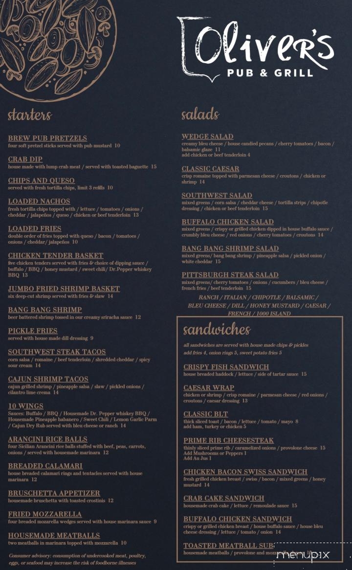 Oliver's Pub & Grill - Towanda, PA menu_pic
