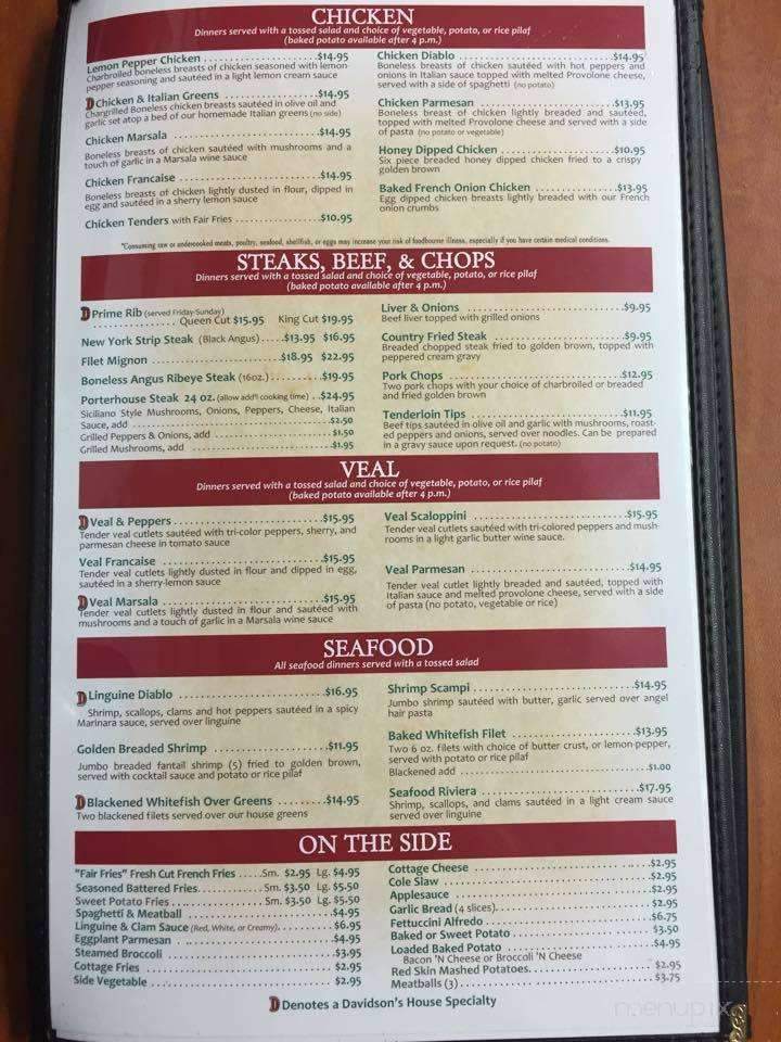 Davidson's Restaurant - Youngstown, OH menu_pic