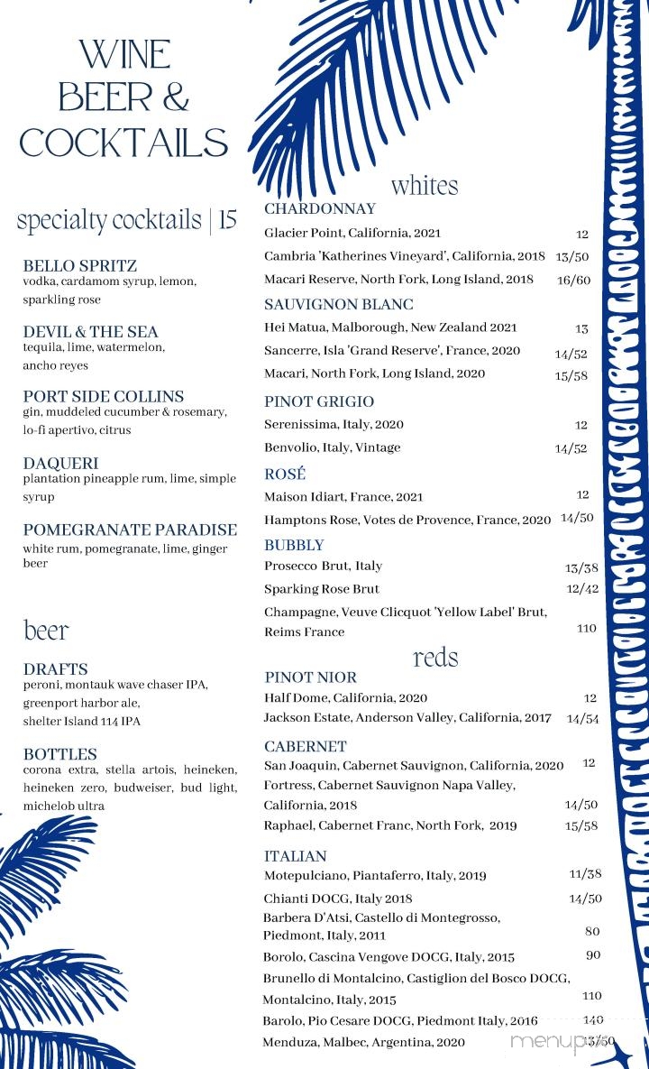 Porto Bello - Greenport, NY menu_pic