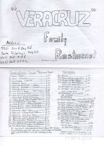Veracruz Restaurant - Santa Fe Springs, CA menu_pic