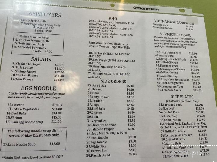 Pho Thinh - Honolulu, HI menu_pic