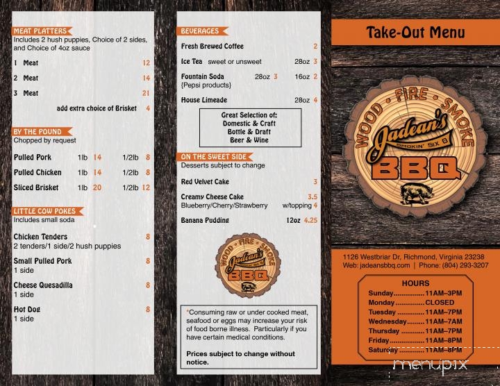Jadeans Smokin Six O - Richmond, VA menu_pic