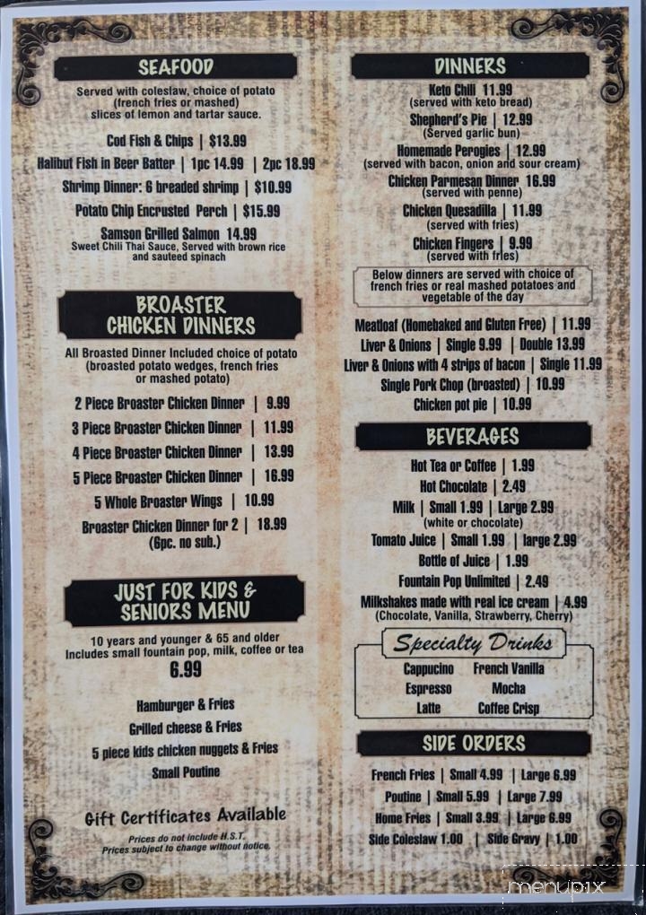Maria's Restaurant & Catering - Amherstburg, ON menu_pic