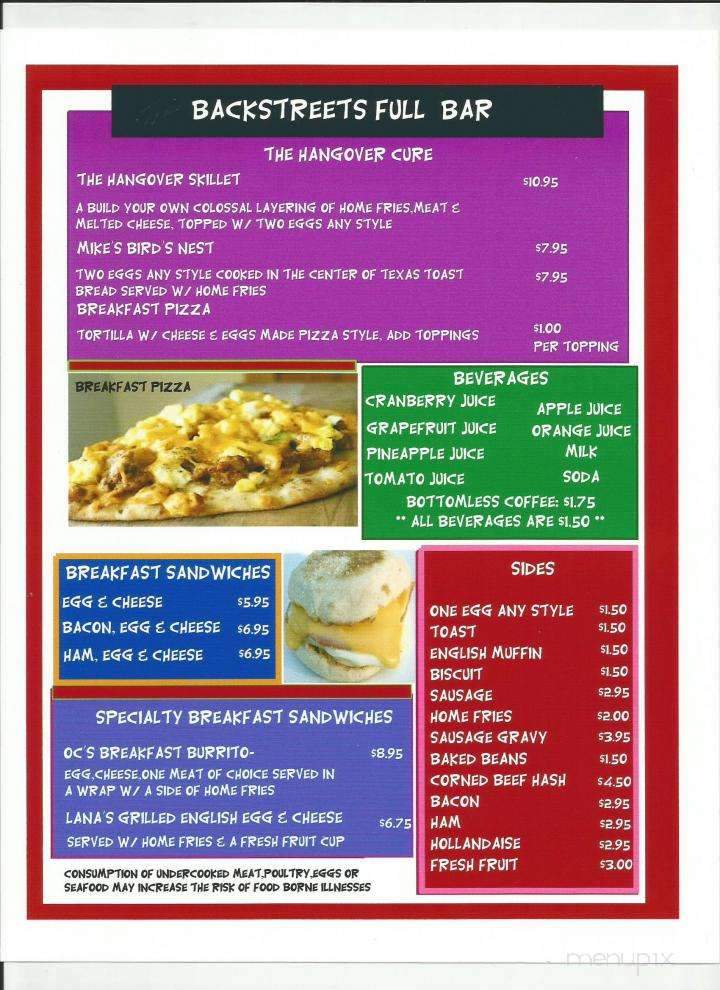 Backstreet Bar & Grill - Hudson, NH menu_pic