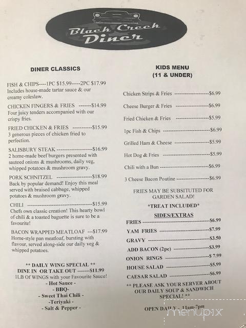 Black Creek Diner - Black Creek, BC menu_pic