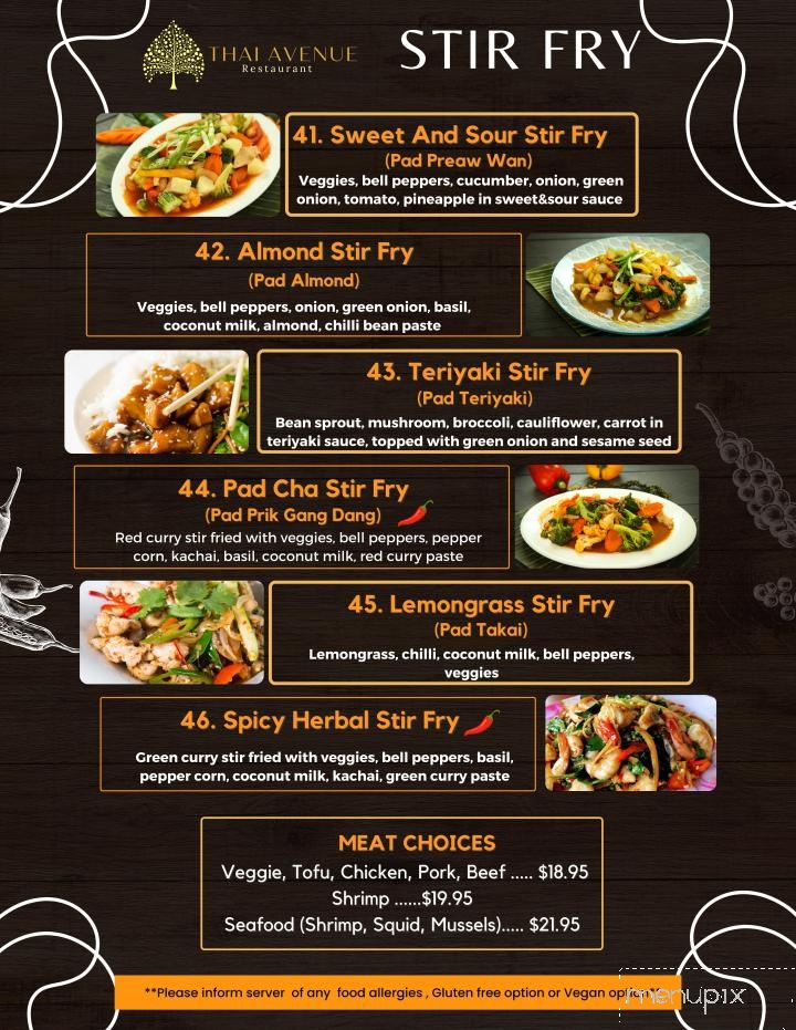 Thai Avenue Restaurant - Edmonton, AB menu_pic