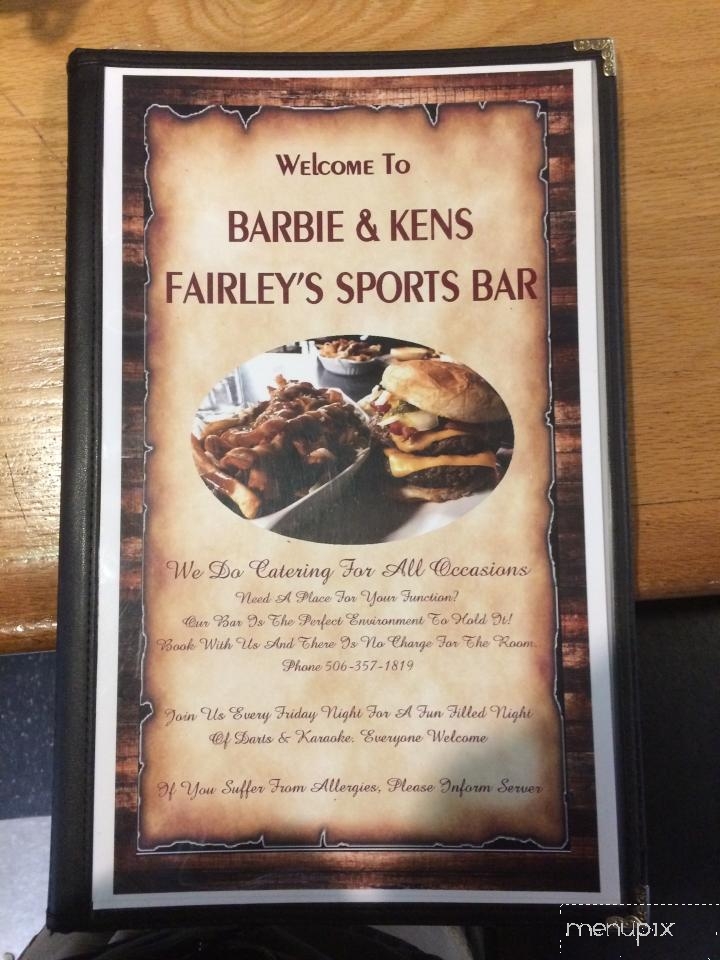 Fairley's Sports Bar - Oromocto, NB menu_pic