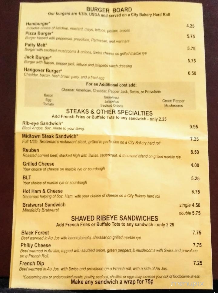 Sly's Midtown Tavern - Sheboygan, WI menu_pic