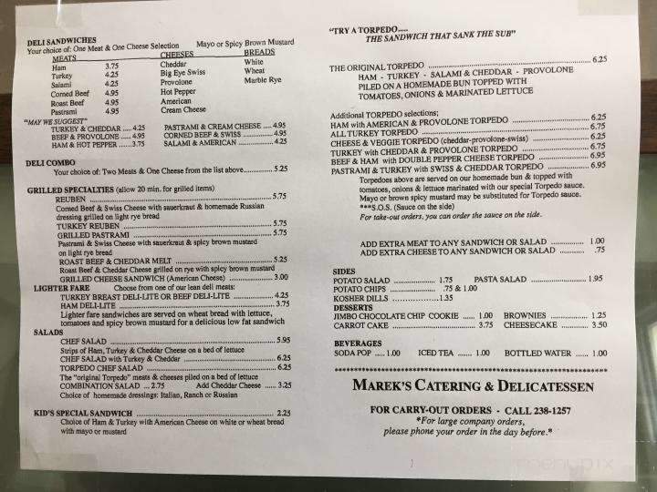 Menu of Marek's Catering & Delicatessen in Saint Joseph, MO 64504
