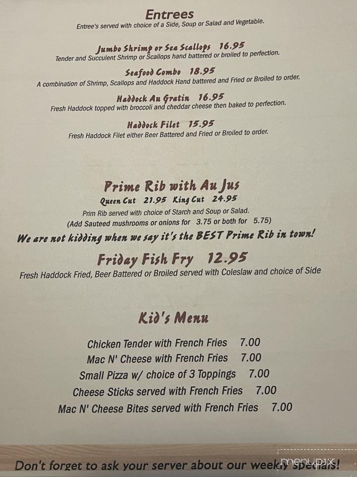 Hotel Moore - Barneveld, NY menu_pic