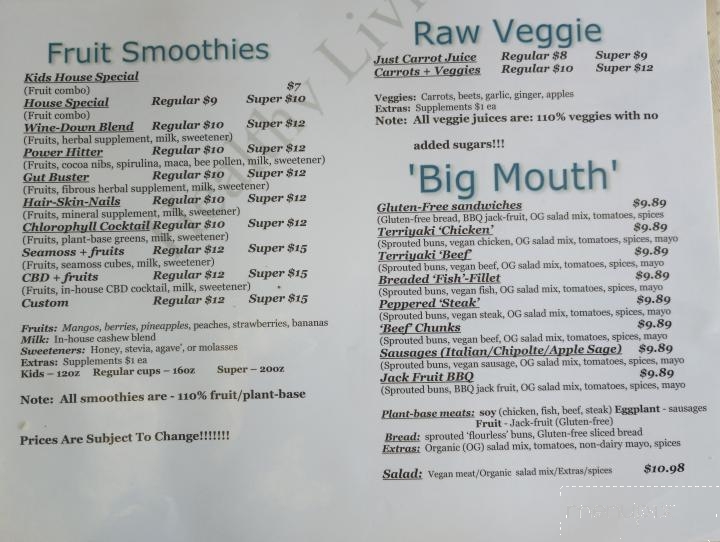 Kenny's Healthy Living - Farmville, VA menu_pic