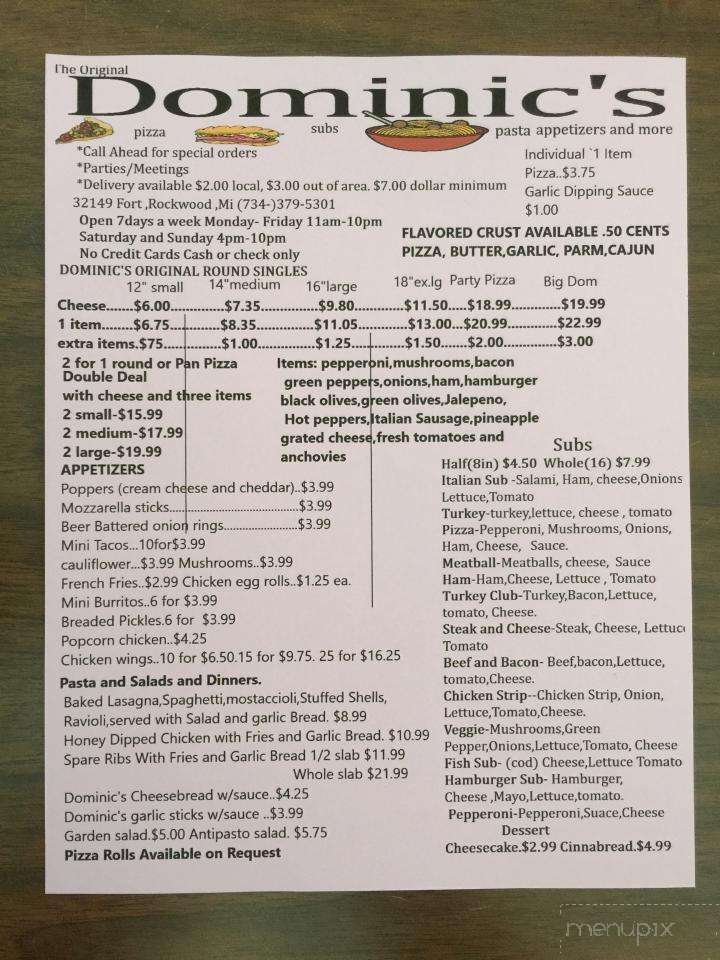 Angela’s pizza - Rockwood, MI menu_pic