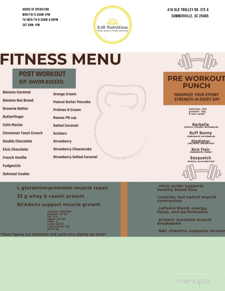 4:16 Nutrition - Summerville, SC menu_pic