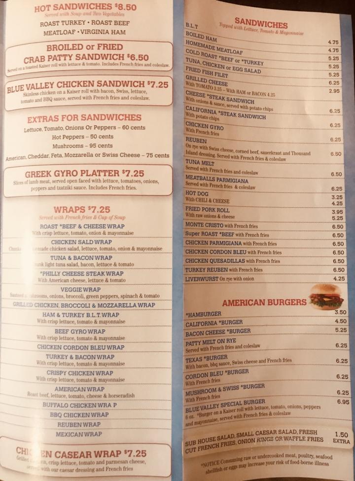 Blue Valley Diner - Bangor, PA menu_pic