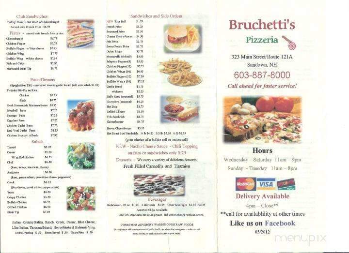 Bruchetti's - Sandown, NH menu_pic